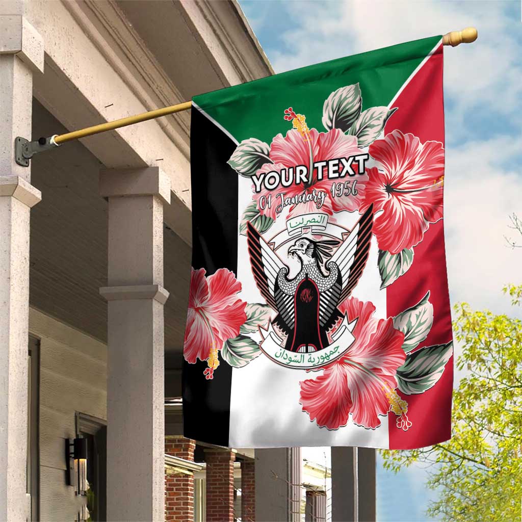 Personalised Sudan Independence Day Garden Flag Coat Of Arms Mix Hisbicus - Wonder Print Shop