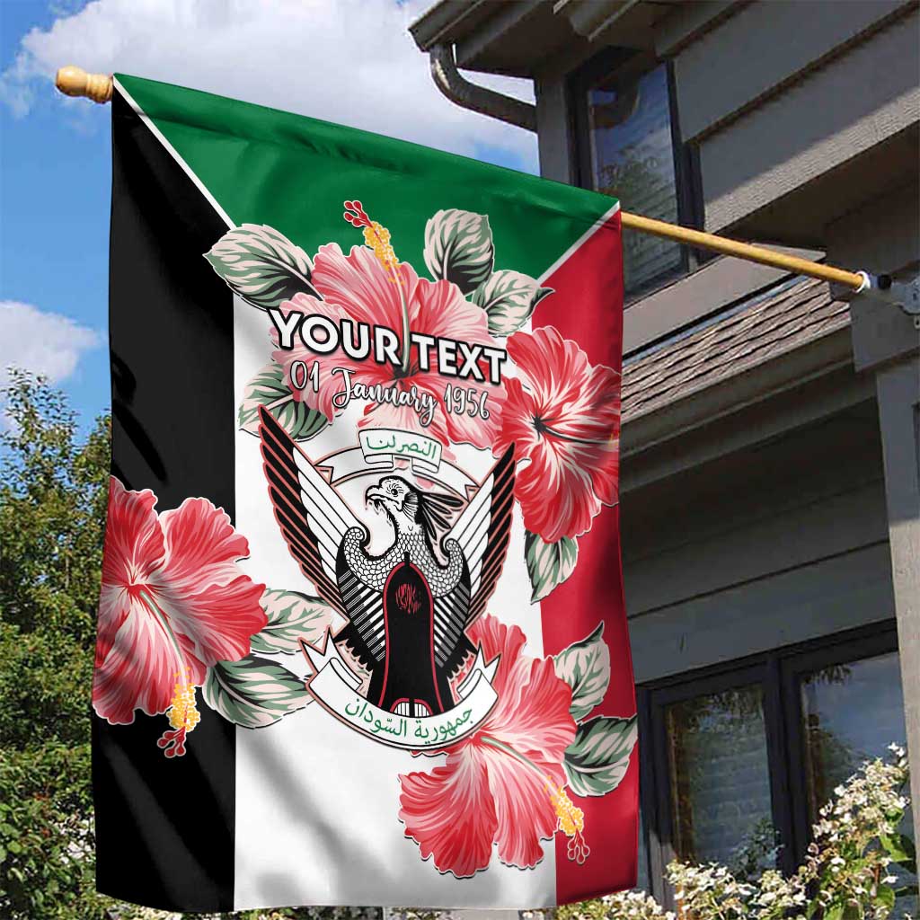Personalised Sudan Independence Day Garden Flag Coat Of Arms Mix Hisbicus - Wonder Print Shop