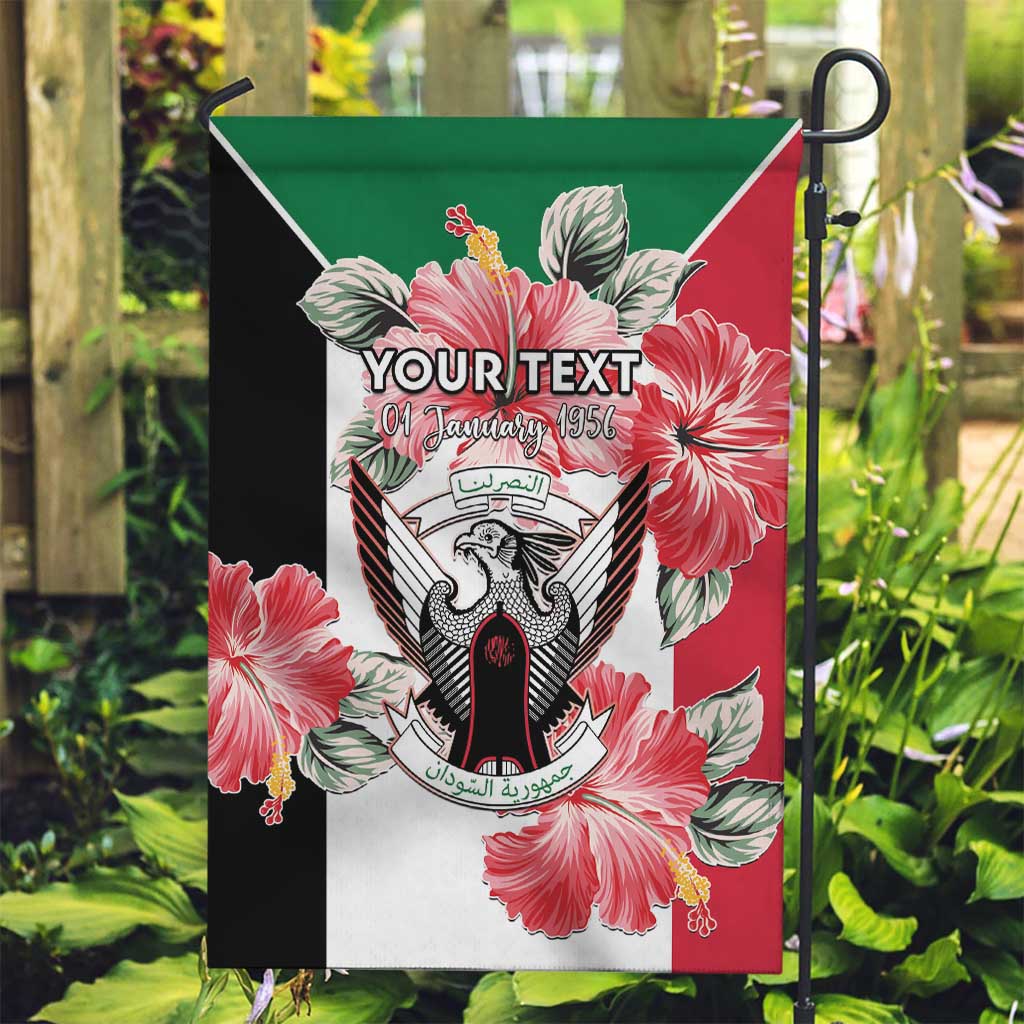 Personalised Sudan Independence Day Garden Flag Coat Of Arms Mix Hisbicus - Wonder Print Shop
