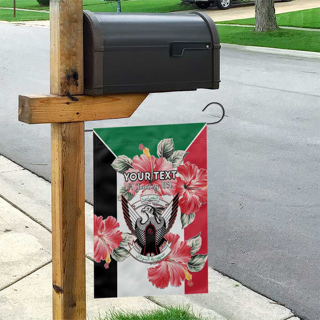 Personalised Sudan Independence Day Garden Flag Coat Of Arms Mix Hisbicus - Wonder Print Shop