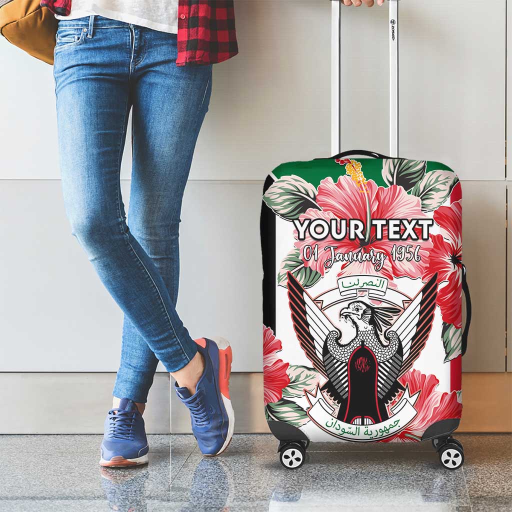 Personalised Sudan Independence Day Luggage Cover Coat Of Arms Mix Hisbicus - Wonder Print Shop