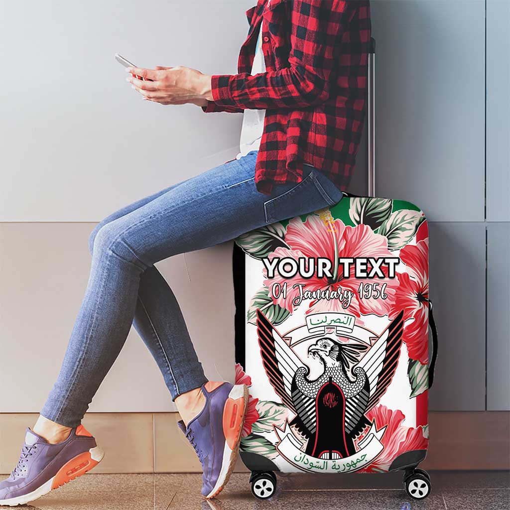 Personalised Sudan Independence Day Luggage Cover Coat Of Arms Mix Hisbicus - Wonder Print Shop
