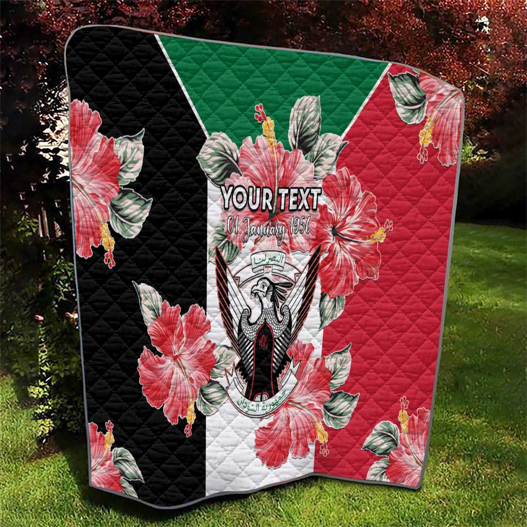 Personalised Sudan Independence Day Quilt Coat Of Arms Mix Hisbicus - Wonder Print Shop