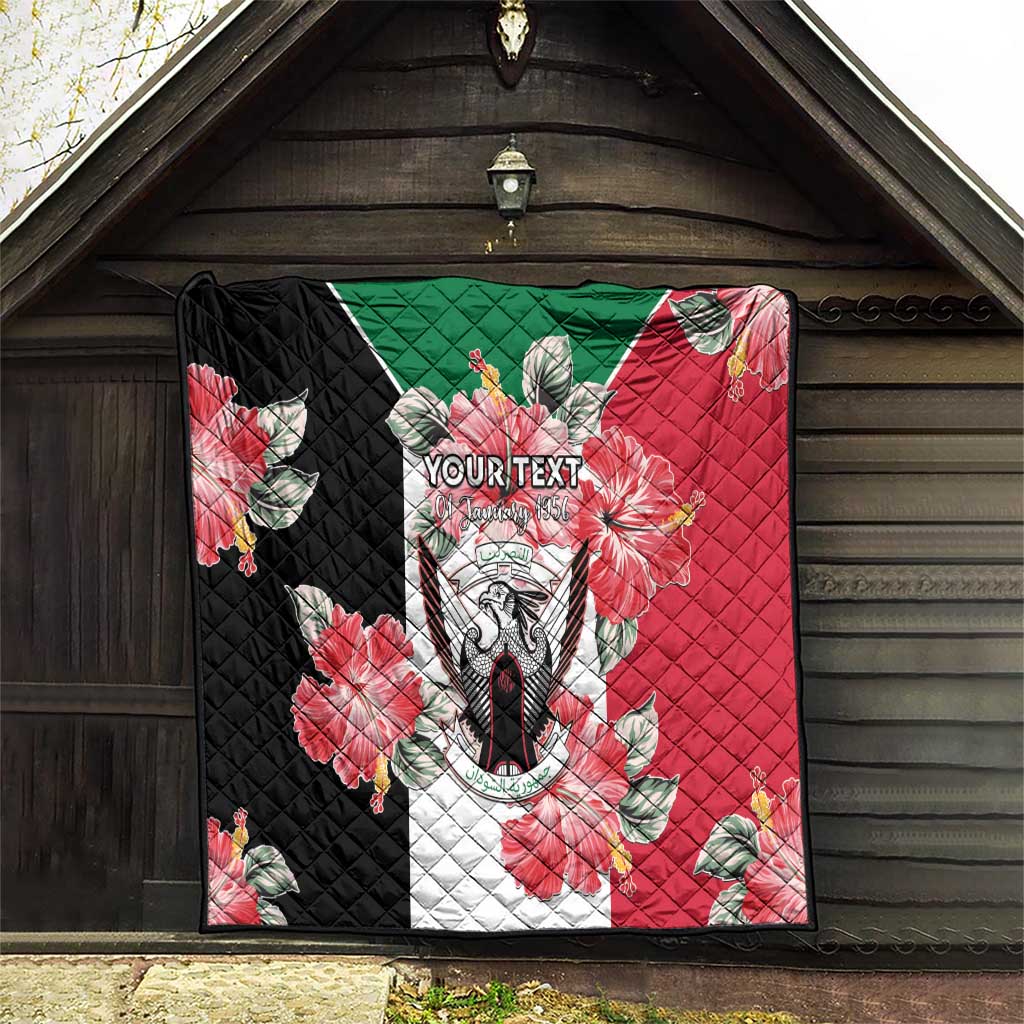 Personalised Sudan Independence Day Quilt Coat Of Arms Mix Hisbicus - Wonder Print Shop