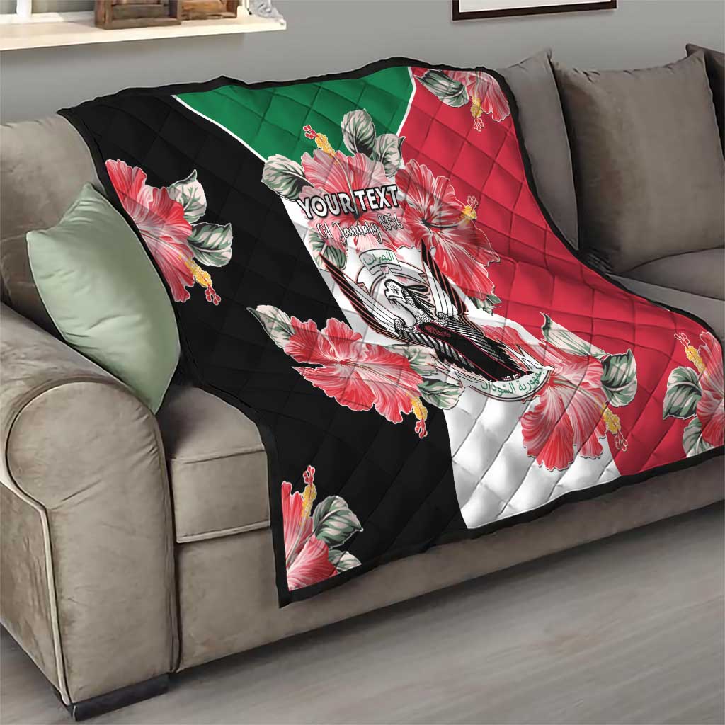Personalised Sudan Independence Day Quilt Coat Of Arms Mix Hisbicus - Wonder Print Shop