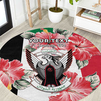 Personalised Sudan Independence Day Round Carpet Coat Of Arms Mix Hisbicus