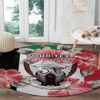 Personalised Sudan Independence Day Round Carpet Coat Of Arms Mix Hisbicus