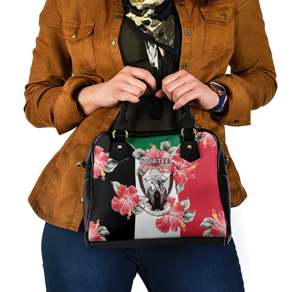 Personalised Sudan Independence Day Shoulder Handbag Coat Of Arms Mix Hisbicus