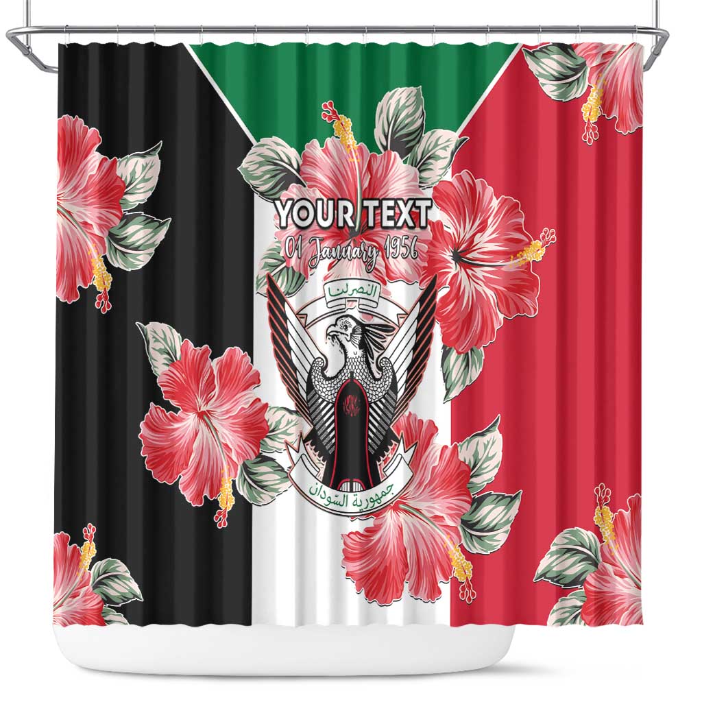 Personalised Sudan Independence Day Shower Curtain Coat Of Arms Mix Hisbicus
