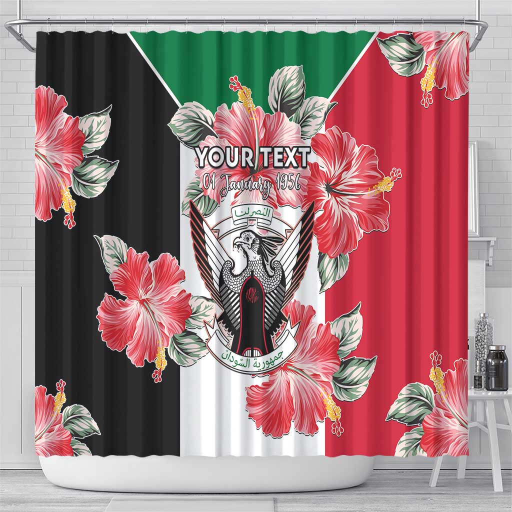 Personalised Sudan Independence Day Shower Curtain Coat Of Arms Mix Hisbicus