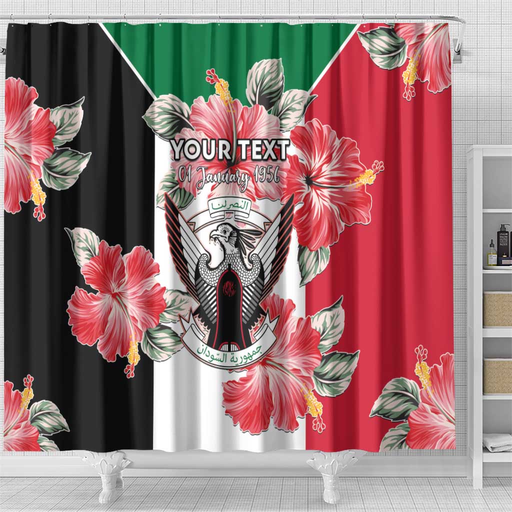 Personalised Sudan Independence Day Shower Curtain Coat Of Arms Mix Hisbicus