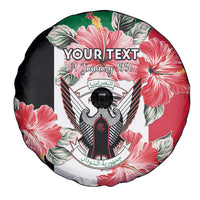 Personalised Sudan Independence Day Spare Tire Cover Coat Of Arms Mix Hisbicus - Wonder Print Shop