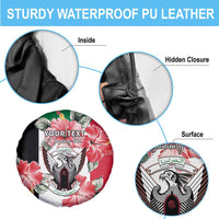 Personalised Sudan Independence Day Spare Tire Cover Coat Of Arms Mix Hisbicus - Wonder Print Shop