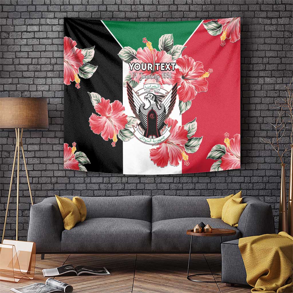 Personalised Sudan Independence Day Tapestry Coat Of Arms Mix Hisbicus - Wonder Print Shop