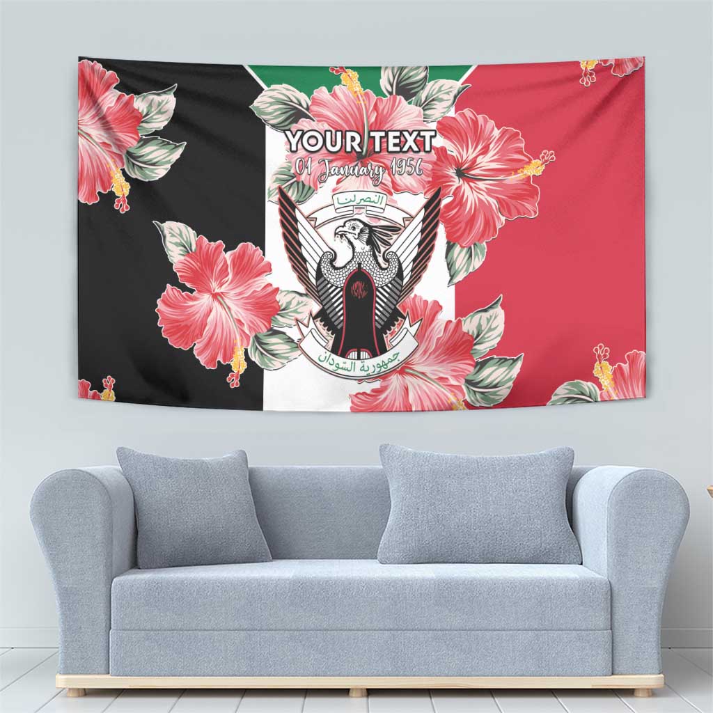 Personalised Sudan Independence Day Tapestry Coat Of Arms Mix Hisbicus - Wonder Print Shop