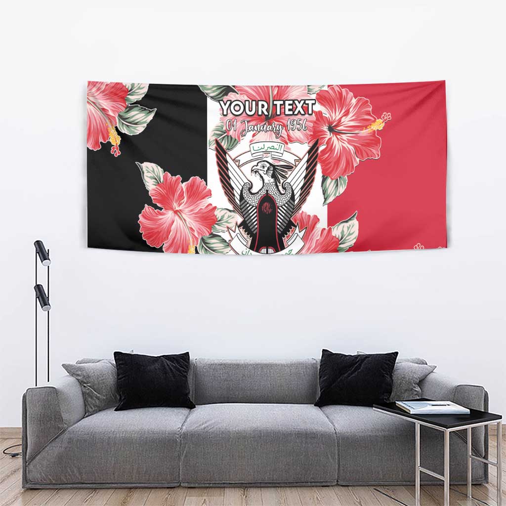 Personalised Sudan Independence Day Tapestry Coat Of Arms Mix Hisbicus - Wonder Print Shop