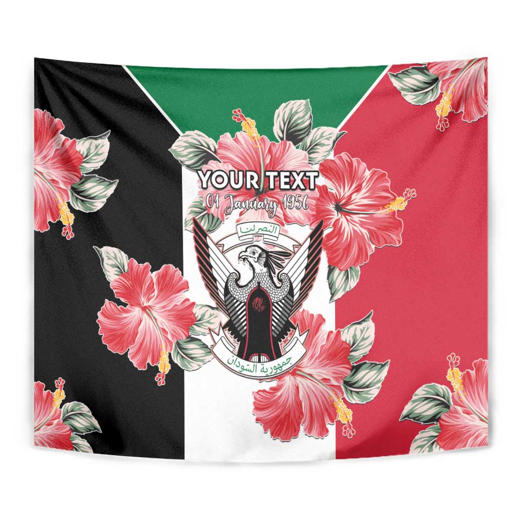 Personalised Sudan Independence Day Tapestry Coat Of Arms Mix Hisbicus - Wonder Print Shop