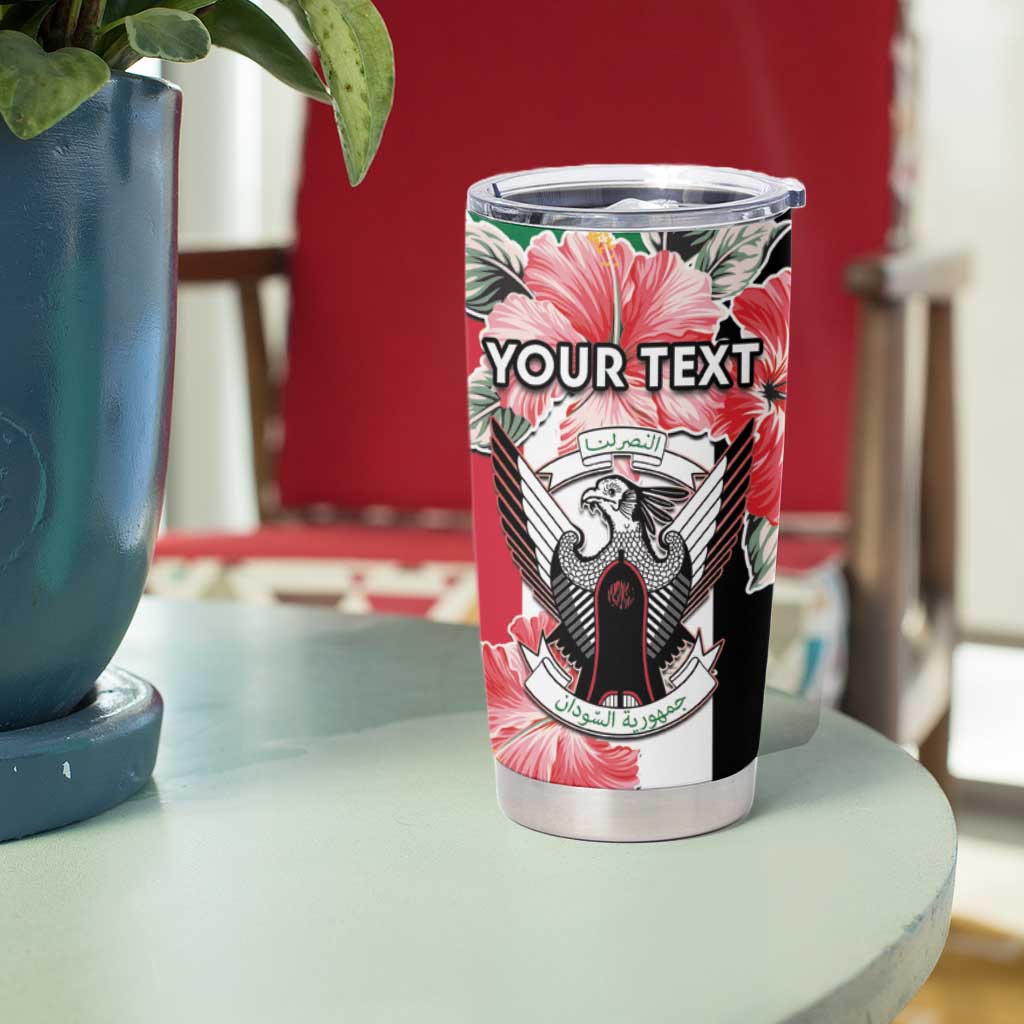 Personalised Sudan Independence Day Tumbler Cup Coat Of Arms Mix Hisbicus - Wonder Print Shop