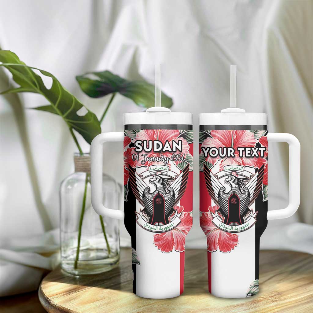 Personalised Sudan Independence Day Tumbler With Handle Coat Of Arms Mix Hisbicus - Wonder Print Shop
