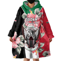 Personalised Sudan Independence Day Wearable Blanket Hoodie Coat Of Arms Mix Hisbicus - Wonder Print Shop