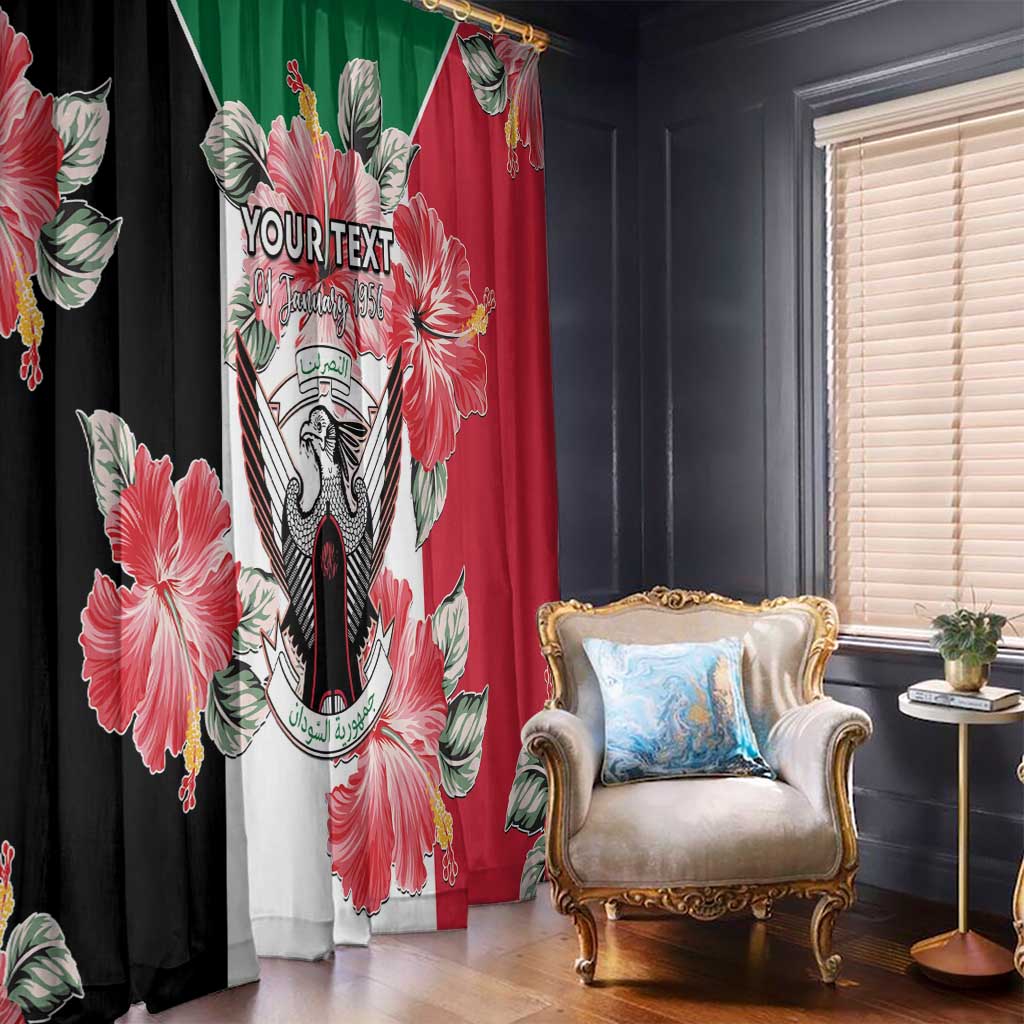 Personalised Sudan Independence Day Window Curtain Coat Of Arms Mix Hisbicus - Wonder Print Shop