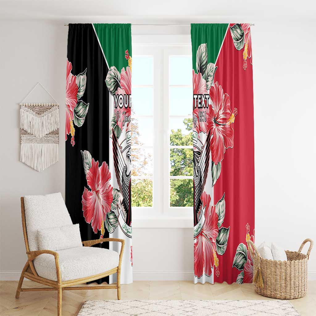 Personalised Sudan Independence Day Window Curtain Coat Of Arms Mix Hisbicus - Wonder Print Shop