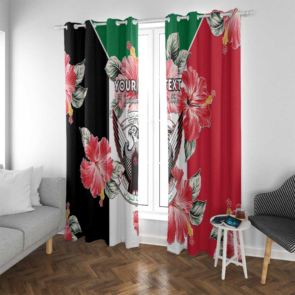 Personalised Sudan Independence Day Window Curtain Coat Of Arms Mix Hisbicus - Wonder Print Shop