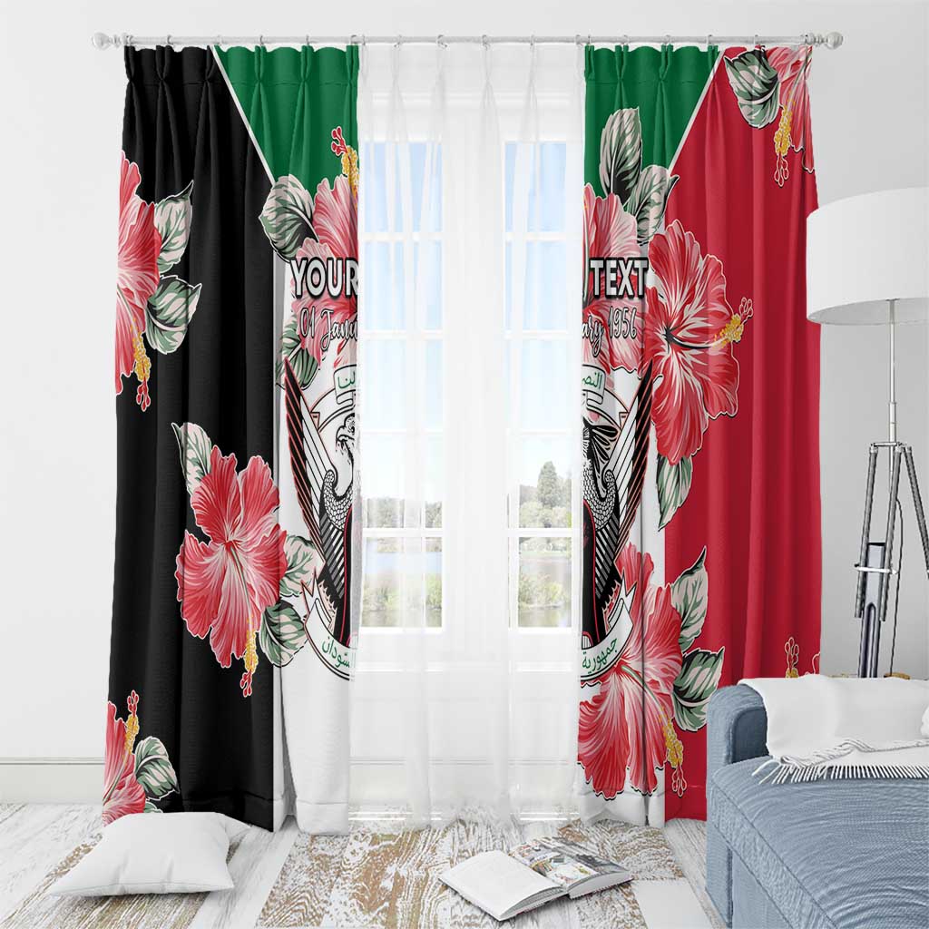 Personalised Sudan Independence Day Window Curtain Coat Of Arms Mix Hisbicus - Wonder Print Shop