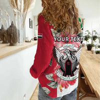 Personalised Sudan Independence Day Women Casual Shirt Coat Of Arms Mix Hisbicus - Wonder Print Shop