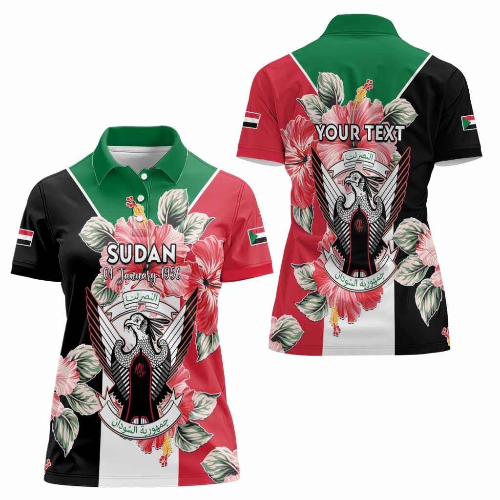 Personalised Sudan Independence Day Women Polo Shirt Coat Of Arms Mix Hisbicus - Wonder Print Shop