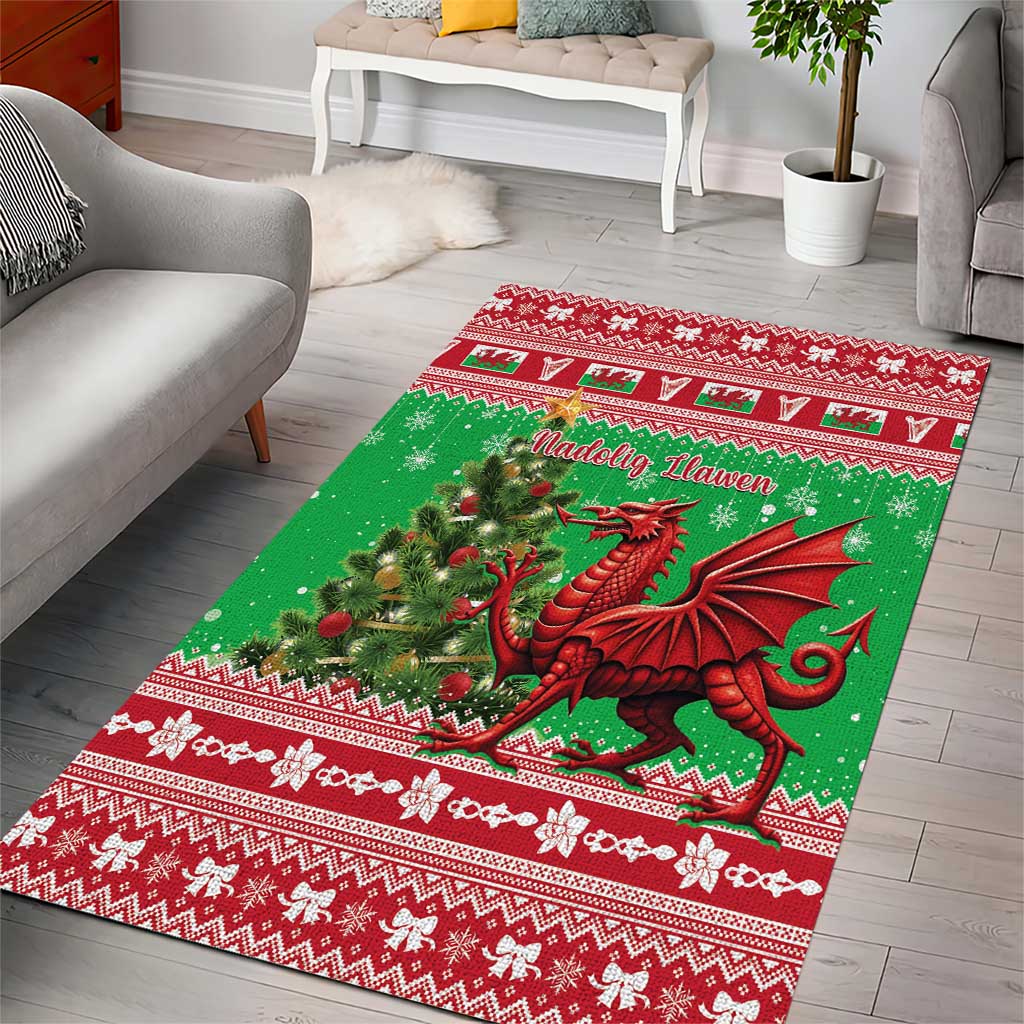 Wales Christmas Area Rug Welsh Dragon Nadolig Llawen - Wonder Print Shop