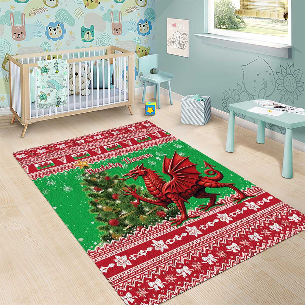 Wales Christmas Area Rug Welsh Dragon Nadolig Llawen - Wonder Print Shop