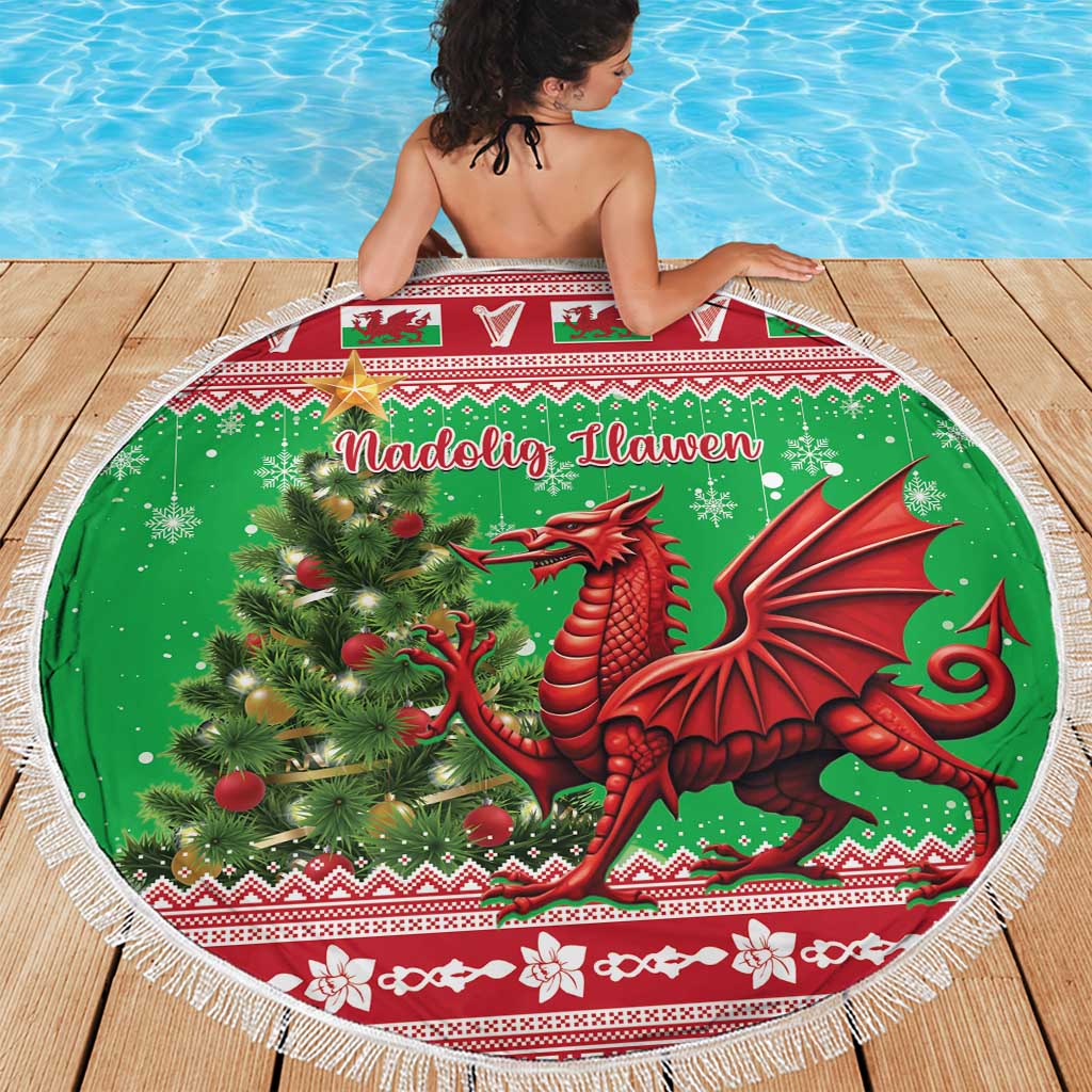 Wales Christmas Beach Blanket Welsh Dragon Nadolig Llawen - Wonder Print Shop