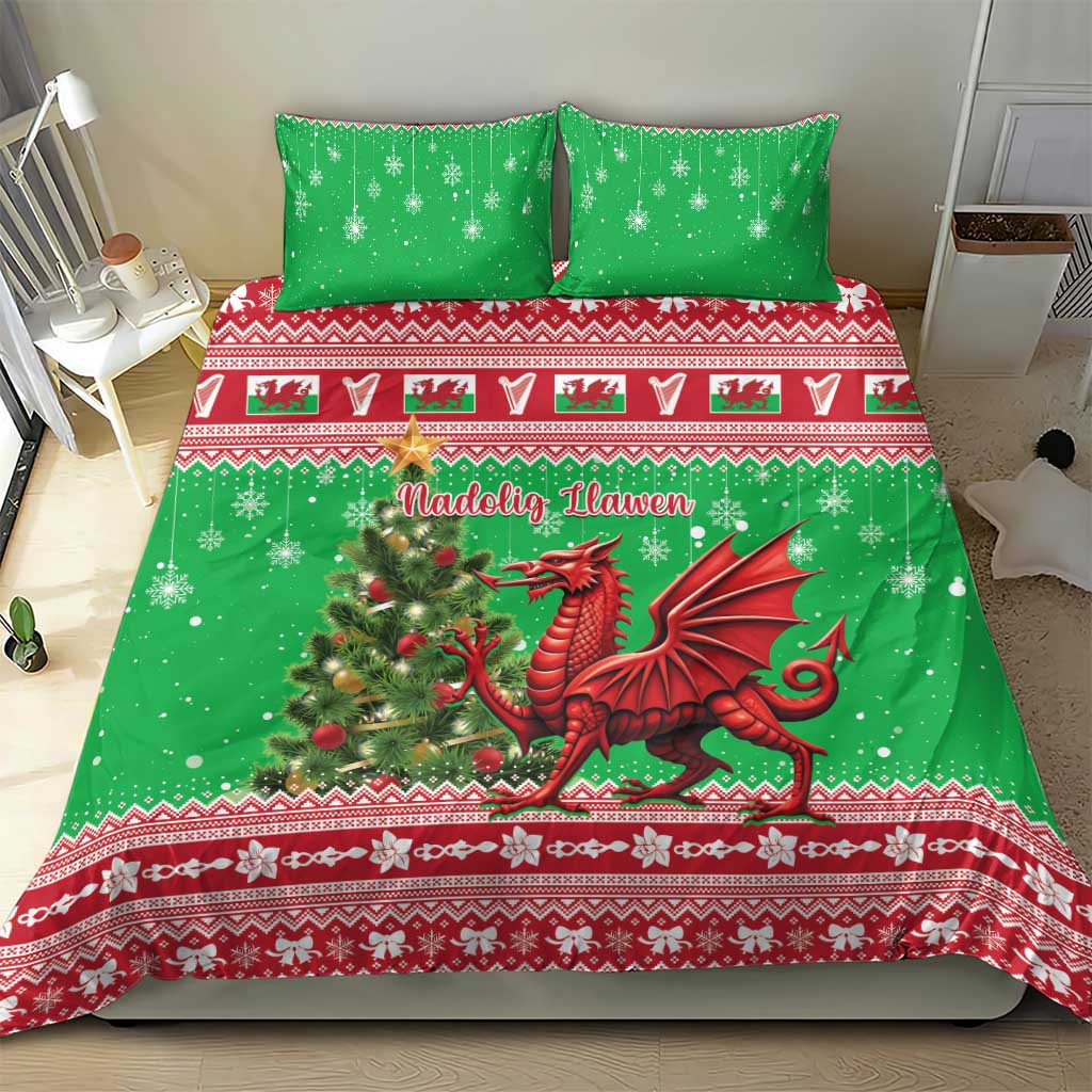 Wales Christmas Bedding Set Welsh Dragon Nadolig Llawen - Wonder Print Shop