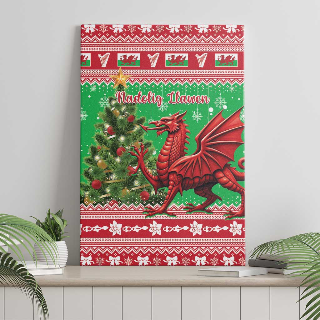 Wales Christmas Canvas Wall Art Welsh Dragon Nadolig Llawen - Wonder Print Shop