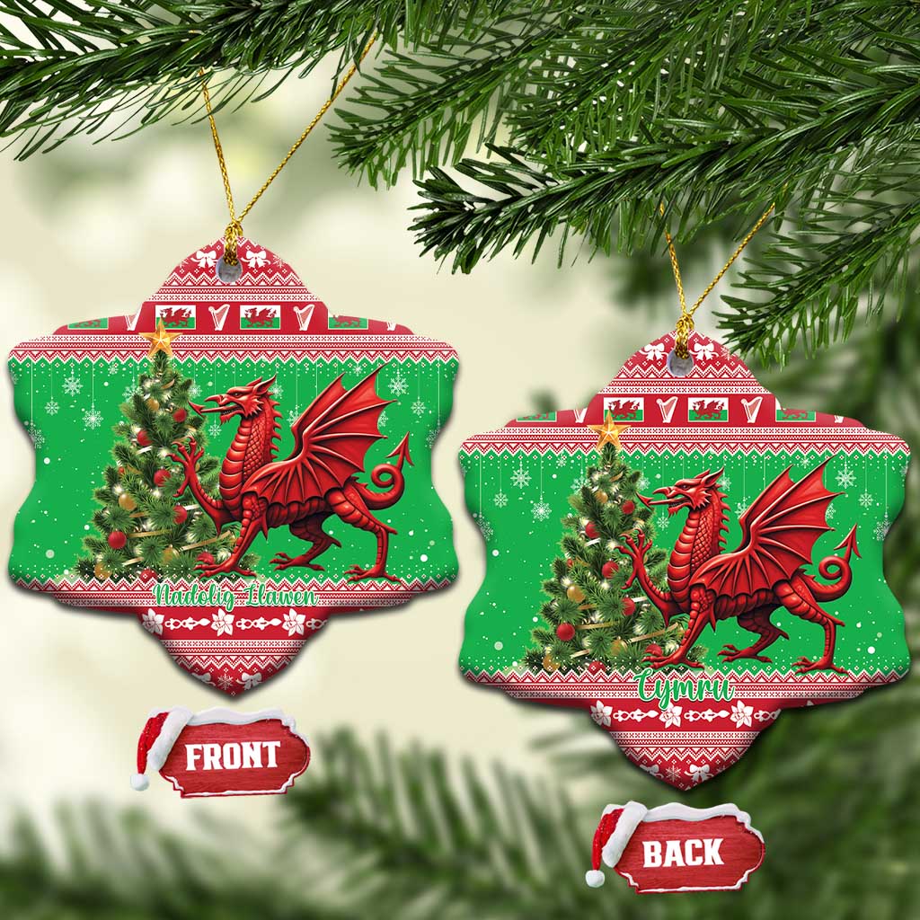 Wales Christmas Ceramic Ornament Welsh Dragon Nadolig Llawen - Wonder Print Shop