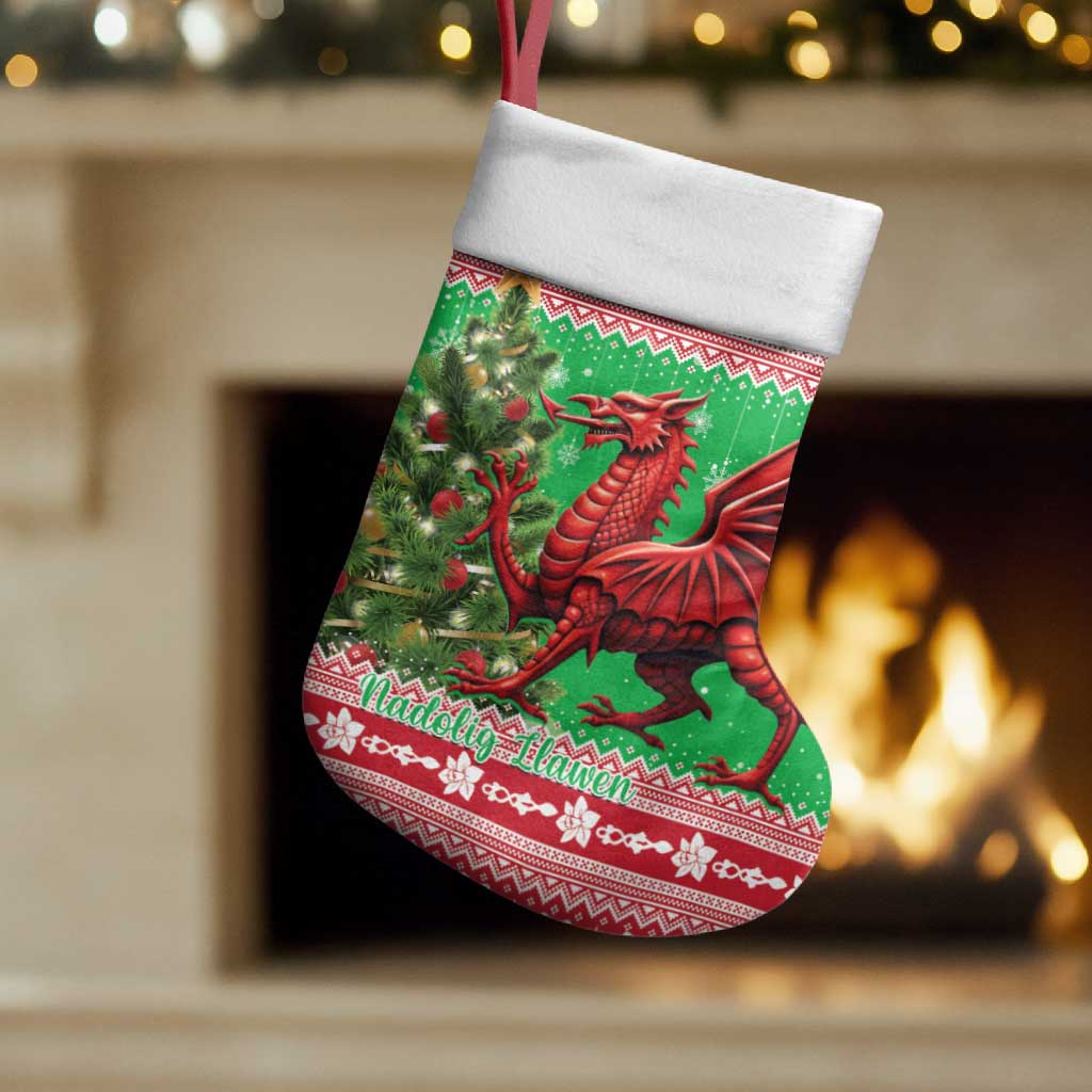 Wales Christmas Stocking Welsh Dragon Nadolig Llawen - Wonder Print Shop