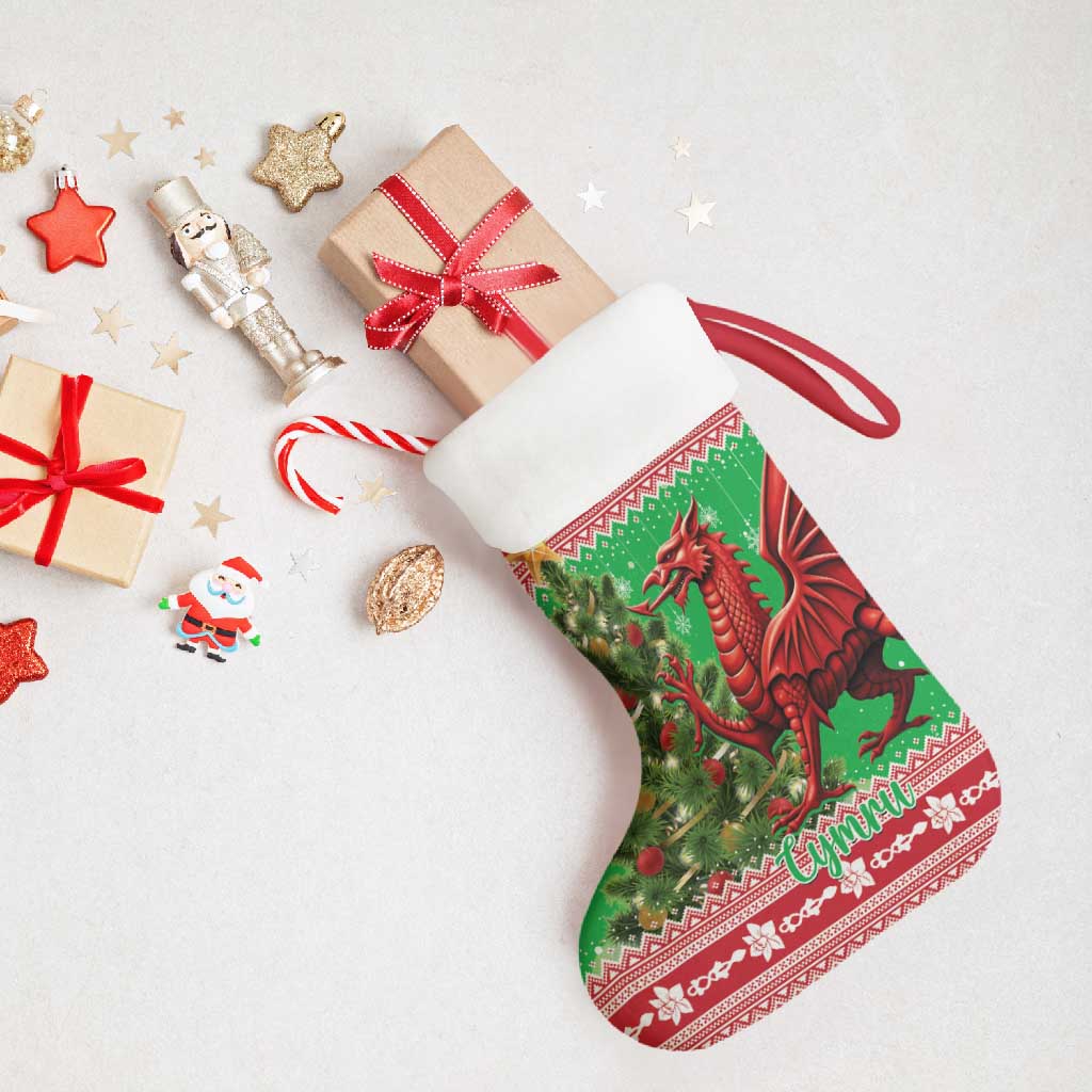 Wales Christmas Stocking Welsh Dragon Nadolig Llawen - Wonder Print Shop