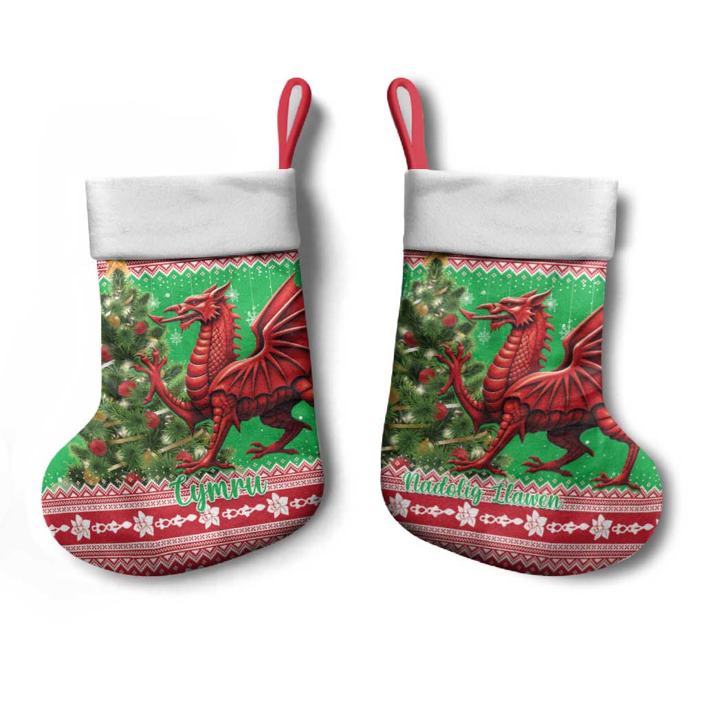 Wales Christmas Stocking Welsh Dragon Nadolig Llawen - Wonder Print Shop