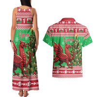 Wales Christmas Couples Matching Tank Maxi Dress and Hawaiian Shirt Welsh Dragon Nadolig Llawen - Wonder Print Shop