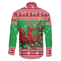 Wales Christmas Family Matching Long Sleeve Bodycon Dress and Hawaiian Shirt Welsh Dragon Nadolig Llawen - Wonder Print Shop