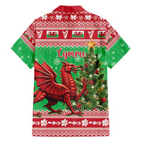 Wales Christmas Family Matching Off Shoulder Maxi Dress and Hawaiian Shirt Welsh Dragon Nadolig Llawen - Wonder Print Shop