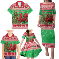 Wales Christmas Family Matching Puletasi and Hawaiian Shirt Welsh Dragon Nadolig Llawen - Wonder Print Shop
