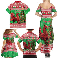 Wales Christmas Family Matching Summer Maxi Dress and Hawaiian Shirt Welsh Dragon Nadolig Llawen - Wonder Print Shop