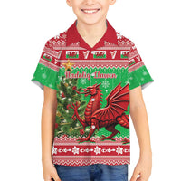 Wales Christmas Family Matching Summer Maxi Dress and Hawaiian Shirt Welsh Dragon Nadolig Llawen - Wonder Print Shop