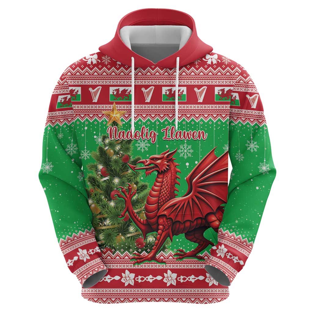 Wales Christmas Hoodie Welsh Dragon Nadolig Llawen - Wonder Print Shop