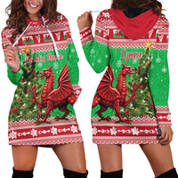 Wales Christmas Hoodie Dress Welsh Dragon Nadolig Llawen - Wonder Print Shop