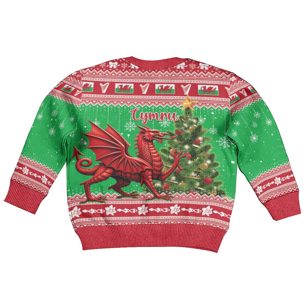 Wales Christmas Kid Ugly Christmas Sweater Welsh Dragon Nadolig Llawen - Wonder Print Shop