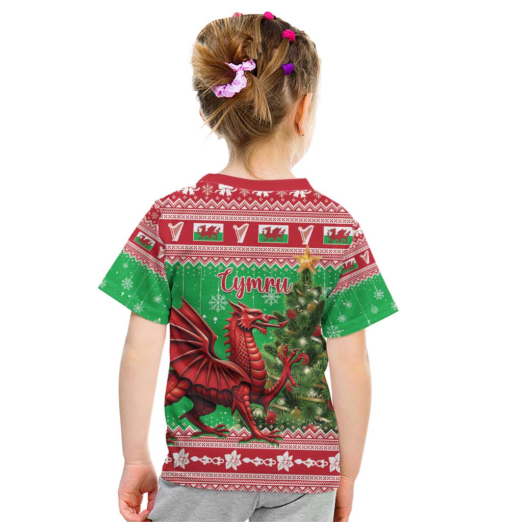 Wales Christmas Kid T Shirt Welsh Dragon Nadolig Llawen - Wonder Print Shop
