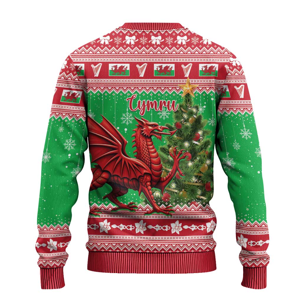 Wales Christmas Ugly Christmas Sweater Welsh Dragon Nadolig Llawen - Wonder Print Shop